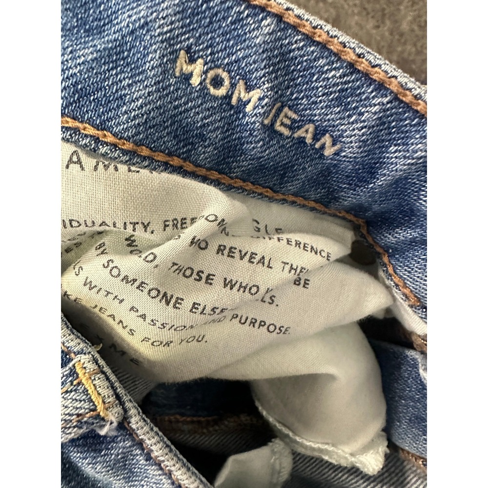 American Eagle Distressed Mom Jeans Size 6 Destroyed Ripped Grunge High Rise - Picture 13 of 13